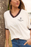 JERSEY TEE - MARSHMALLOW + CHOC PLUM