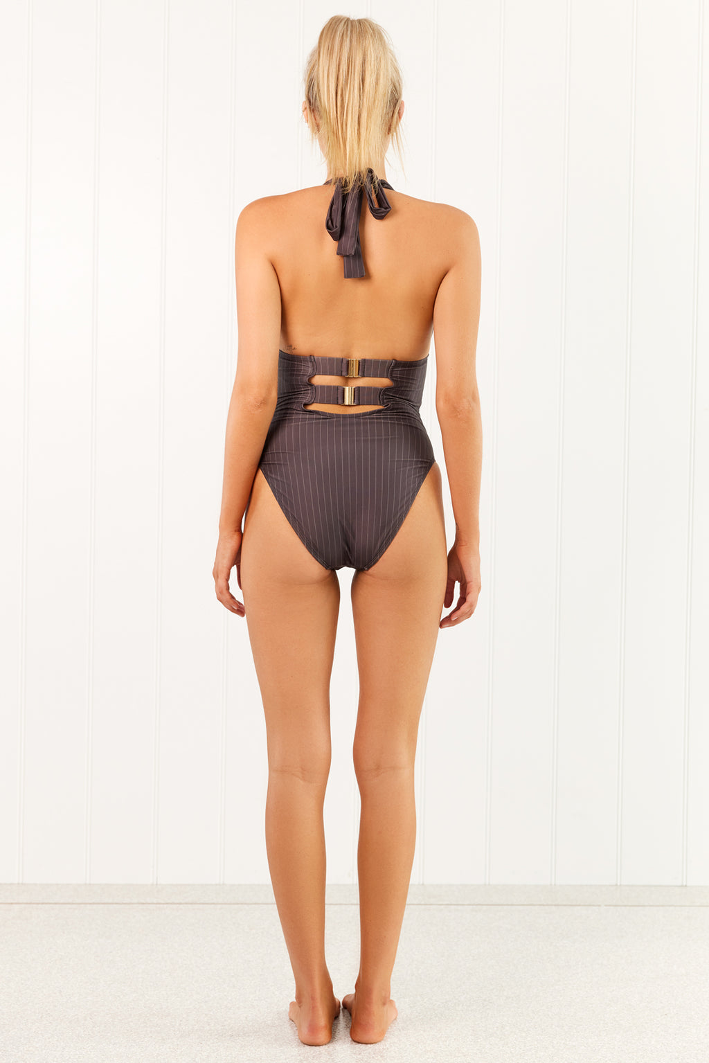 PERRY MAILLOT - CHOCOLATE PINSTRIPE